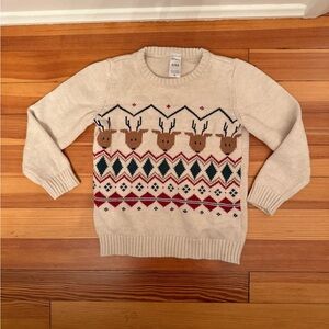 Boy's Cream Reindeer Sweater 4T
